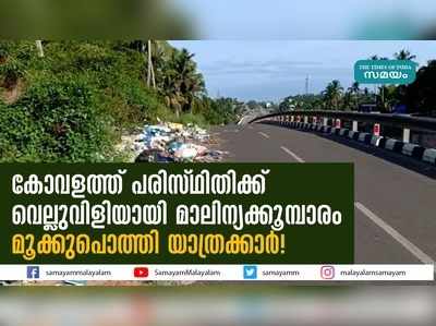 കോവളത്ത് പരിസ്ഥിതിക്ക് വെല്ലുവിളിയായി മാലിന്യക്കൂമ്പാരം