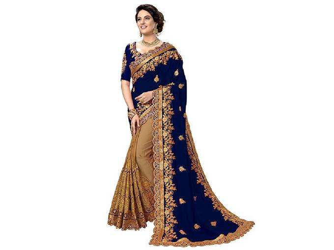 Panash Trends Women&#39;s Silk Heavy Embroidery Saree