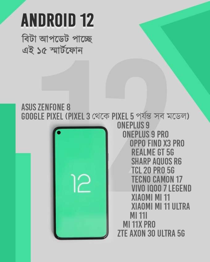 Android 12 Beta Smartphones