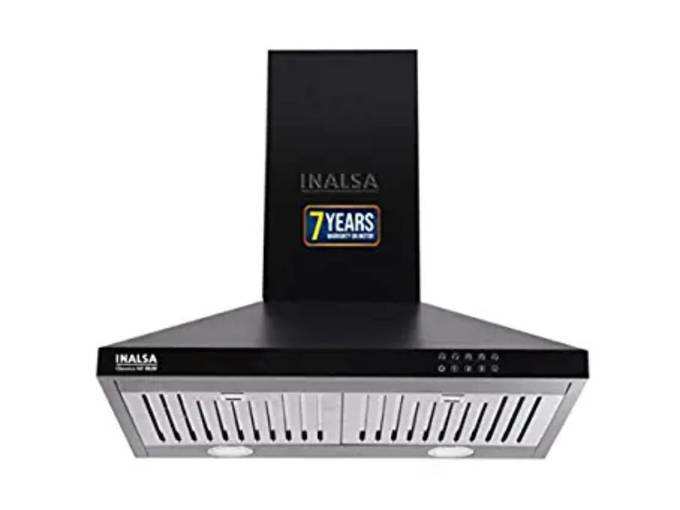 Inalsa 60 cm Pyramid Chimney Classica 60BKBF with SS Baffle Filter/Push Button Control (Black)