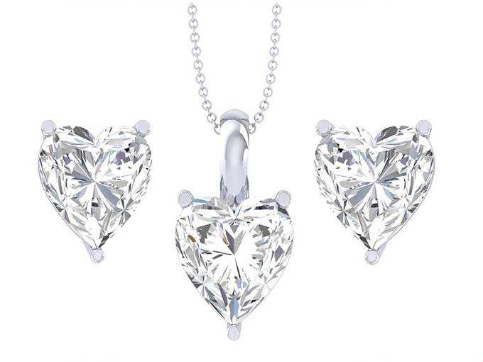 Clara 92.5 Sterling Silver Heart Solitaire Pendant Earring Jewellery Set Gift for Women &amp; Girls
