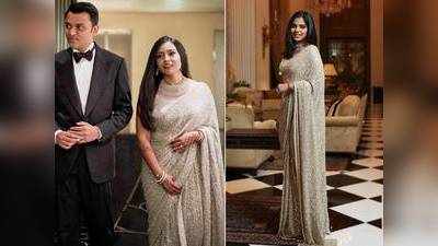दुबई की इस दुल्हन ने अपनी शादी के रिसेप्शन में पहनी ईशा अंबानी की चमचमाती साड़ी, लगी बेहद सुंदर