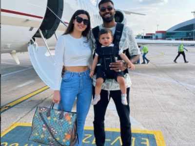 Hardik Pandya on Vacation : दूधमुंहे बच्चे और पत्नी के साथ अनजान जगह पहुंचे हार्दिक, हवा में भरी थी उड़ान