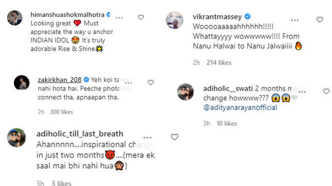 aditya narayan transformation comments