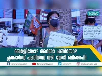 അമളിയോ? അതോ പണിയോ?  പ്ലക്കാര്‍ഡ് പണിതന്ന വഴി തേടി ബിജെപി!