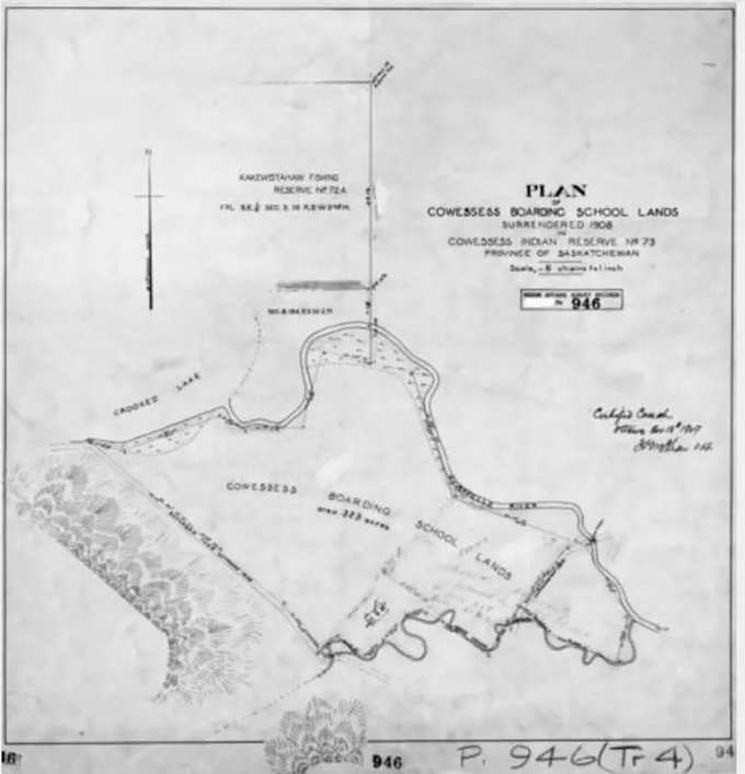 The area of the Marieval Indian Residential School is seen in an undated map on the Cowessess Reserve near Grayson.