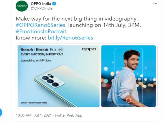 oppo reno 6 series launch date in india