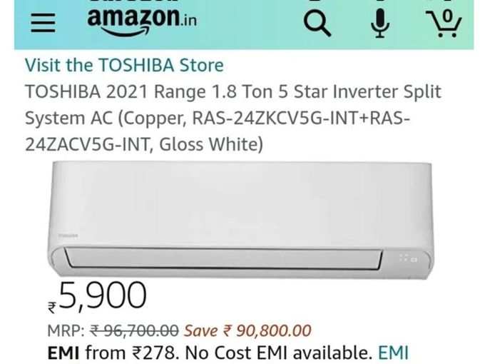 Toshiba AC At Rs 5900 Amazon Offer