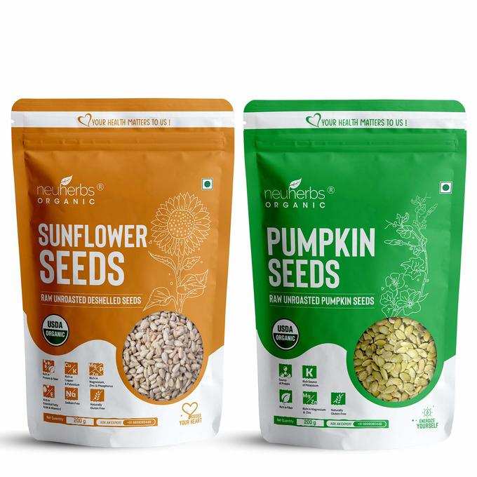 Neuherbs Organic Sunflower &amp; Pumpkin Seeds Combo for Healthy heart