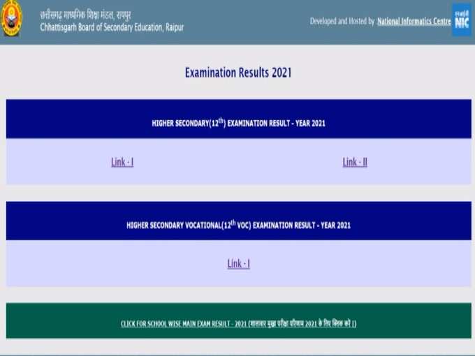 CGBSE 12th Result 2021