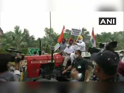 ಕೃಷಿ ಕಾಯ್ದೆ ವಿರುದ್ಧ ಪ್ರತಿಭಟನೆ: ಸಂಸತ್‌ಗೆ ಟ್ರ್ಯಾಕ್ಟರ್ ಚಲಾಯಿಸಿದ ರಾಹುಲ್ ಗಾಂಧಿ