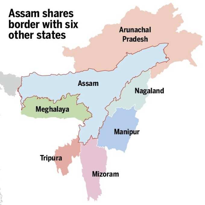 6 राज्‍यों से लगी है असम की सीमा