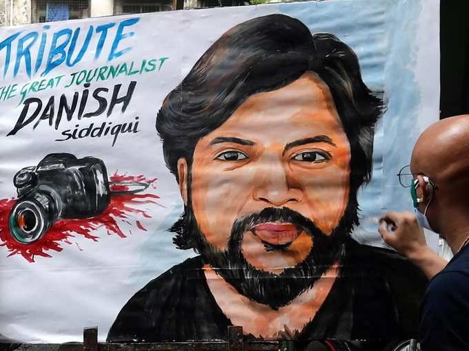 Tribute to Reuters journalist Danish Siddiqui, in Mumbai.