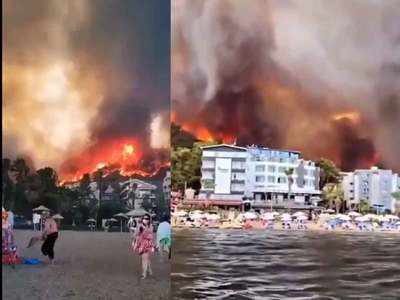 Watch: दक्षिणी तुर्की में लगी भयानक आग, जान बचाकर भागे लोग, देखें खौफनाक वीडियो