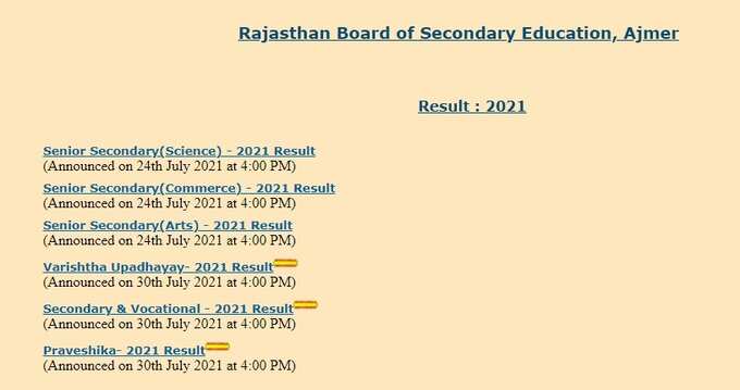 rajasthan 10th result 2021