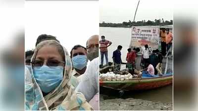 গোসাবার দুর্গত পরিবারদের পাশে প্রয়াত বিধায়কের স্ত্রী-পুত্র