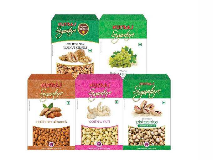 Nutraj Signature Daily Needs Dry Fruits Combo Pack 1 Kg (Almonds Plain 200g, California Walnuts 200g, R&amp;S Pistachios 200g, Plain Cashews 200g, Raisins 200g)