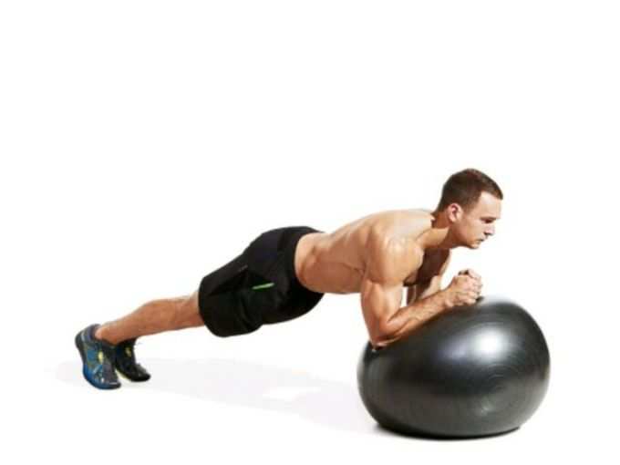 ​जिम बॉल झुका हुआ प्लैंक (Gym ball inclined plank)