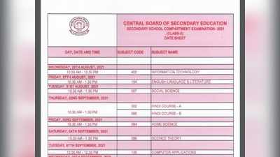 CBSE Compartment Date Sheet 2021: सीबीएसई कंपार्टमेंट एग्जाम डेटशीट जारी, जानें कौन दे सकता है ये एग्जाम