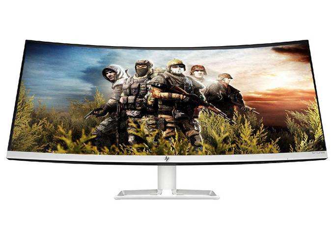 HP 34-Inch Curved Ultra-Thin Bezel Less Qhd IPS Monitor-AMD Free Sync, 300 Nits with Audio in, Headphone, USB, Hdmi, Display Ports - HP 34F Curve Monitor...