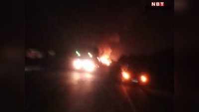 जयपुर-अजमेर हाइवे पर सिलेंडर भरे ट्रक में लगी आग, अब भी विस्फोट का दौर जारी, 5 km से लंबा जाम लगा
