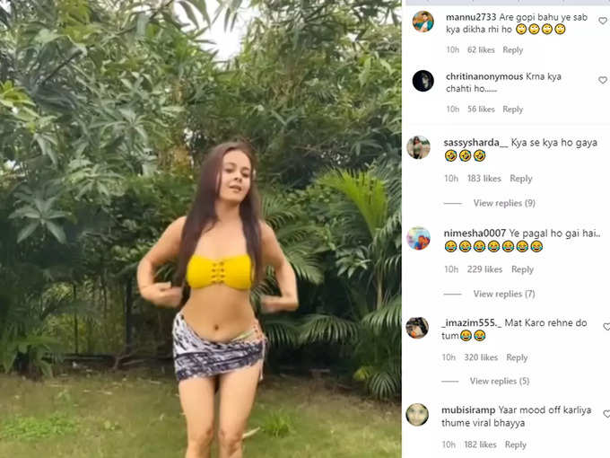 Devoleena Bhattacharjee dance video in yellow bikini