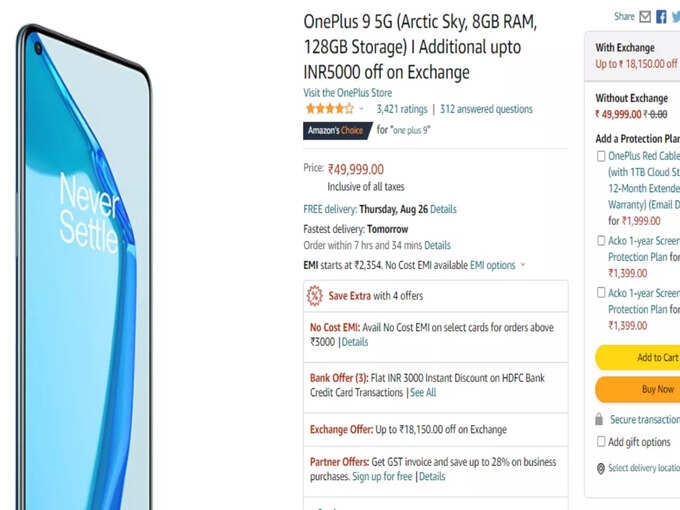 Oneplus 9 amazon offer