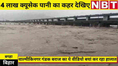 Bihar Flood : 4 लाख क्यूसेक पानी का कहर देखिए, वाल्मीकिनगर बराज का ये वीडियो बयां कर रहा हालात