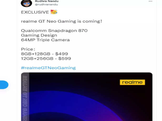 realme gt neo gaming tweet 