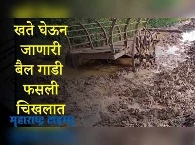 Akola :शेत रस्ता चिखलमय, शेतातील शेत माल आणावा कसा असा प्रश्न शेतकऱ्यांन समोर