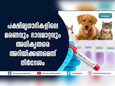 പക്ഷിമൃഗാദികളിലെ മരണവും ഭാവമാറ്റവും;  അധികൃതരെ അറിയിക്കണമെന്ന് നിർദേശം