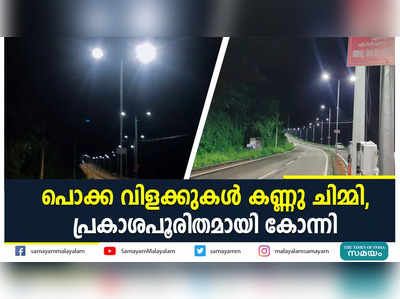 പൊക്ക വിളക്കുകൾ കണ്ണു ചിമ്മി,  പ്രകാശപൂരിതമായി കോന്നി