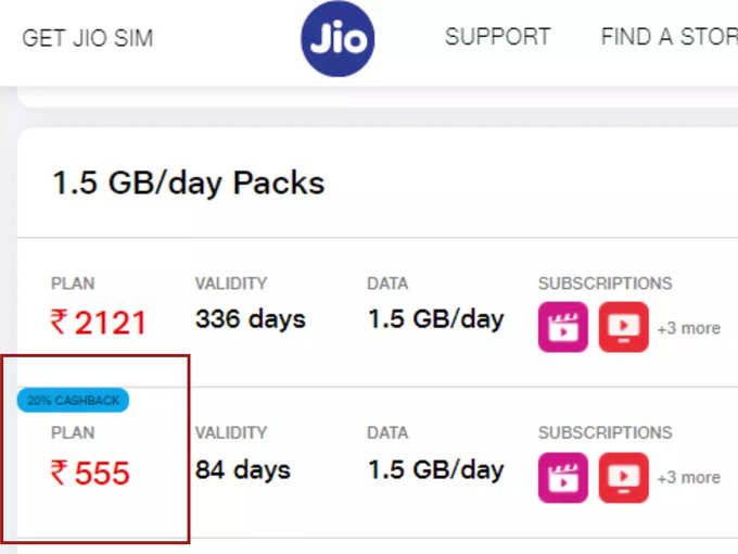 jio 555 plan offer