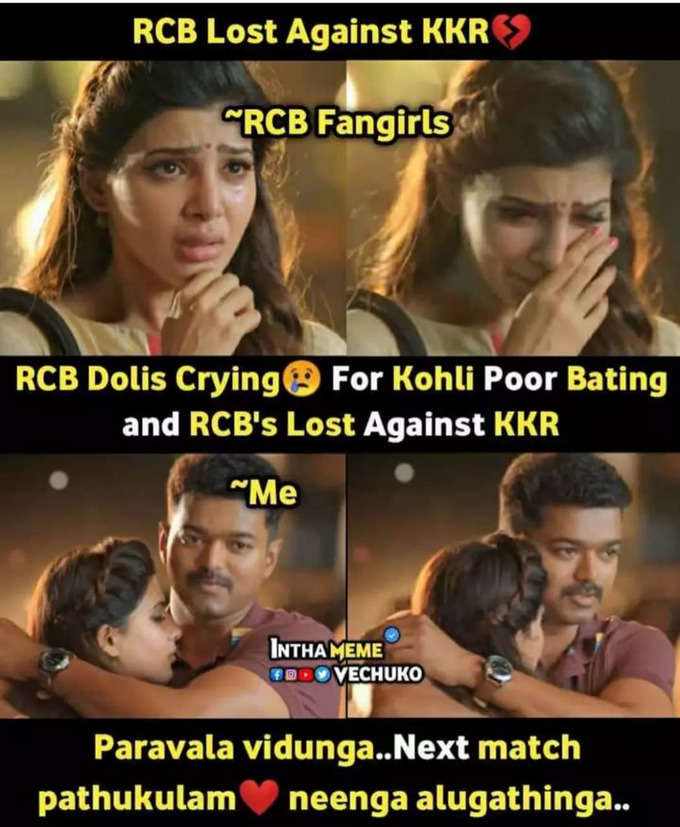 இயல்பு நிலைக்கு திரும்பிய RCB.... கலாய்த்து தள்ளும் மீம்கள்...