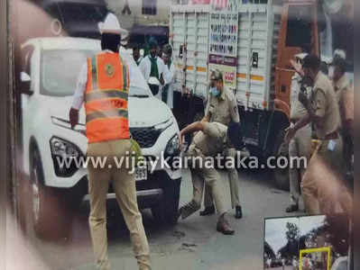 Bharat bandh ವೇಳೆ ಅಚಾತುರ್ಯ: ಬೆಂಗಳೂರಲ್ಲಿ ಡಿಸಿಪಿ ಕಾಲಿನ ಮೇಲೆ ಹತ್ತಿದ ರೈತ ಮುಖಂಡನ ಕಾರು!