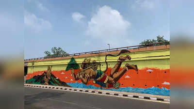फ्लाईओवर्स पर पेंटिंग्स से दिखा रहे दिल्ली के विकास की कहानी