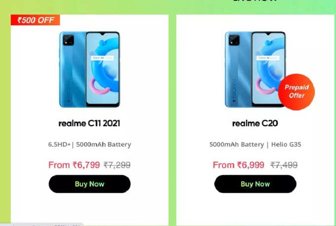 Realme C11 (2021) Realme C20 Offer Price
