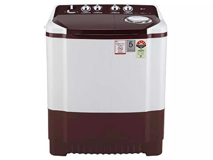 LG 8 Kg 5 Star Semi-Automatic Top Loading Washing Machine (P8030SRAZ, Burgundy, Collar Scrubber)