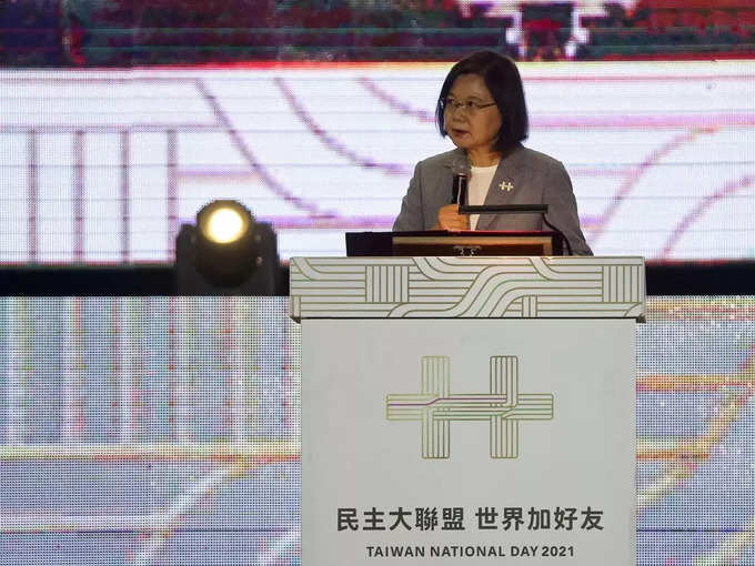 Taiwan President Tsai Ing-wen attends a gala at Hsinchu Air Force Base in Hsinchu.