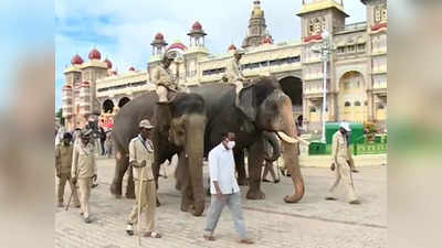 Mysuru Dasara 2021: ಜಂಬೂಸವಾರಿ ತಾಲೀಮು ಸಕ್ಸಸ್: ಅರಮನೆ ಸುತ್ತ ಖಾಕಿ ಕಣ್ಗಾವಲು