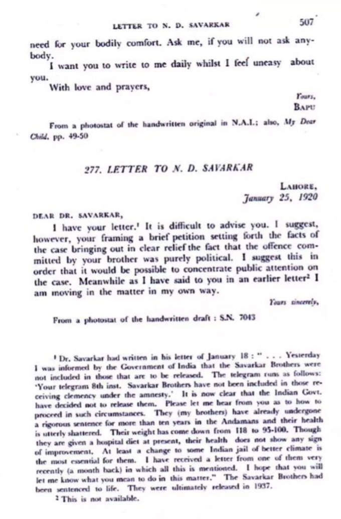 Gandhi-Letter-To-N-D-Savarkar