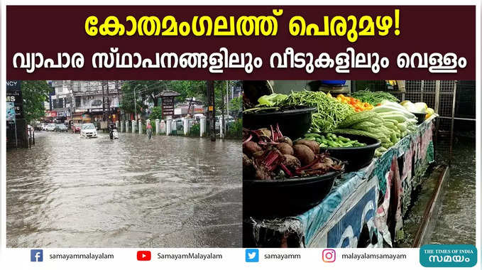 കോതമംഗലത്ത് പെരുമഴ! വ്യാപാര സ്ഥാപനങ്ങളിലും വീടുകളിലും വെള്ളം