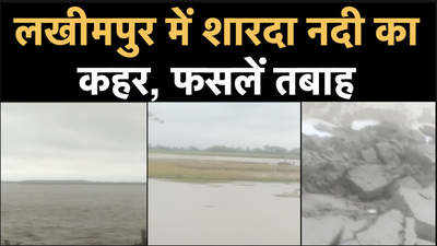 लखीमपुर में शारदा नदी का तटबंध टूटा, सैकड़ों एकड़ फसल जलमग्‍न  