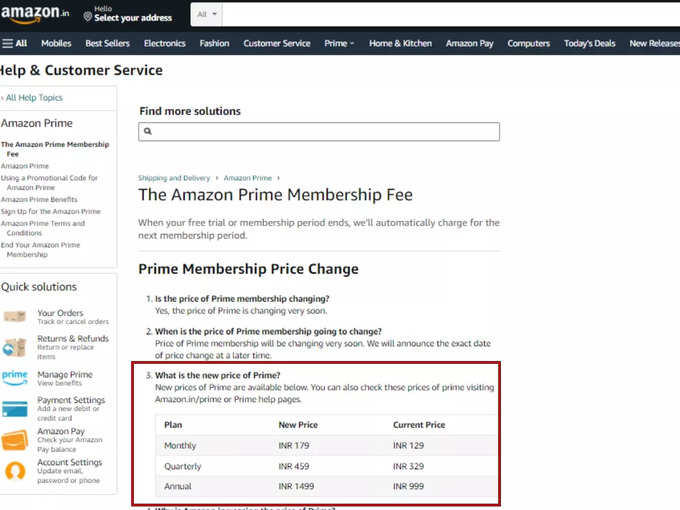 amazon prime new prices