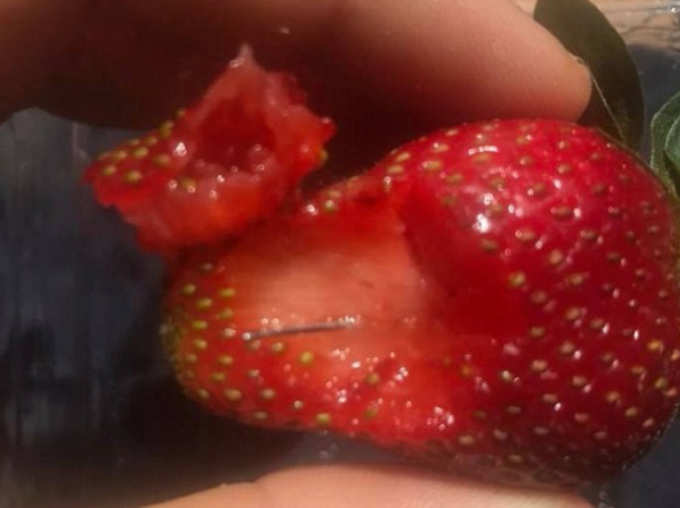 Police find Metal Object Hidden Inside Banana Forced to Pull Strawberries When Needles Were Planted Inside News in Hindi