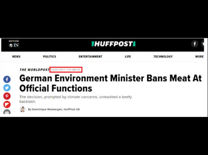 has Germany government banned meat at official functions