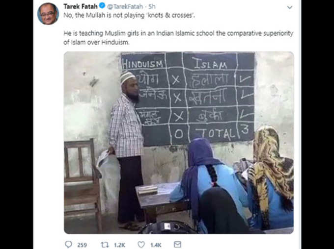 Tarek Fatah tweets doctored photo making false claim about madrassa teacher