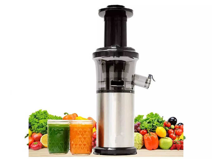 RoboTouch iSqeez Compact Slow Juicer Powerful 200 Watts Whole Extract Cold Press Technology Stainless Steel Body, Helps for Weight Loss High Nutrient Fruit...