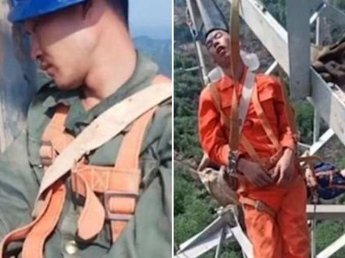 Watch: Chinese Construction Workers Hit Snooze At 160ft High Pylon