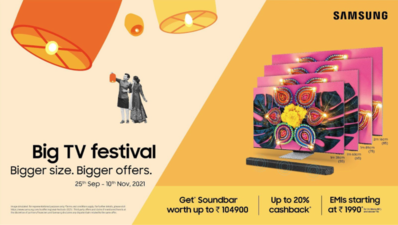 Samsung’s ‘Big TV Festival এর মাধ্যমে আরও বড় কিছু হোক এই উৎসবের মরশুমে, 20 % ক্যাশব্যাক + 1,04,900 টাকা মূল্যের সাউন্ডবার বিনামূল্যে সঙ্গে আরও অনেক কিছু